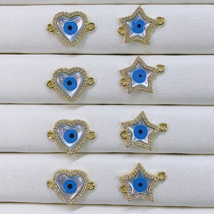 CZ8144 18K Mạ Vàng CZ Micro Pave Lau Hamsa Tay <span class=keywords><strong>Cross</strong></span> Connectors, Kim Cương Pave MOP Shell Ác Mắt Quyến Rũ Cho Vòng Đeo Tay - Product Image 6