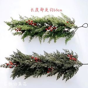 Jiayu Simulated Cypress Garland With Red Berries 63cm <b>Christmas</b> Wall Hanging Decoration - Product Image 1