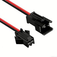 Conector Personalizado SM de 2.54mm de Paso, 2 Pines, Macho y Hembra, con Cable Rojo y Negro de 22AWG para Luz LED, Adaptador y Electrónica DIY