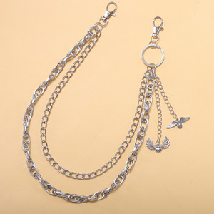 Chaîne de pantalon double couche Yueli, pendentif ailes en alliage de zinc, chaîne de taille, accessoire de mode Hip Hop, usage quotidien - Product Image 3