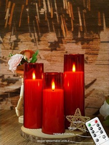 Juego de 5 Velas sin Llama con Control Remoto a Pilas y Temporizador de 2/4/6/8 Horas Velas LED de pilar de plexiglás - Product Image 6