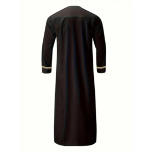 Hombres Thobe Thawb Caftan Cuello redondo Botón hecho a mano Thobe Color sólido Poliéster Algodón Musulmán Hombres Thobe - Product Image 1