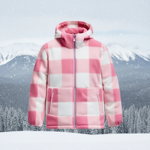 Chaqueta de Forro Polar con Capucha para Niñas, Estampado Digital, 300g, Poliéster, Cierre de Cremallera, Transpirable, Ropa de Esquí - Product Image 2