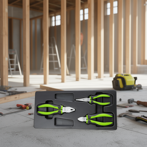 Fg 102 39xt <b>Pliers</b> <b>Set</b> 3 Piece With Green Handles For General Repair And Construction Use - Product Image 3