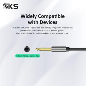 Câble de guitare mâle SKS 6,35 mm professionnel à réduction de bruit, en cuivre OFC plaqué or, PVC, 3 m, double blindage, pour microphone et projecteur - Product Image 3