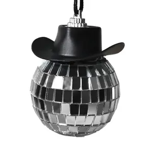 Nuevo sombrero de vaquero Bola de espejo Bola de discoteca fiesta en casa colgante de coche decoración de bola láser reflectante de vidrio