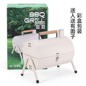 卸売りステンレス製キャンピングバーベキューバーベキュー屋外用厚手ポータブルラウンドBBQグリルチャコール