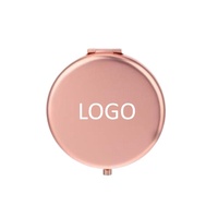 Personalized Cosmetic Pocket Mirror Rose Gold Dual Sided Magnifying Foldable Compact with Logo