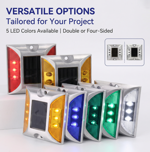 Balises routières LED solaires à effet œil-de-chat IP68, lampes d'avertissement clignotantes, feux de marquage pour autoroutes et pistes - Product Image 1