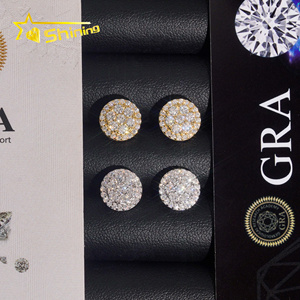Envío Rápido desde EE. UU., Diseño de Racimo, Plata de Ley S925, Pendientes de <span class=keywords><strong>Tornillo</strong></span> con Diamantes de Imitación Moissanite VVS - Product Image 5