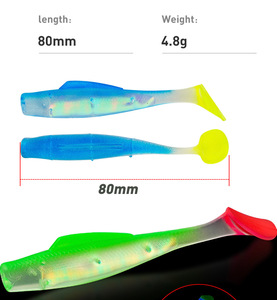 6 pz/borsa 80mm 4.8g Esche Artificiali Morbide UV Flash Shad TPR per Bass e Luccio, Swimbait con Coda a Paletta, <span class=keywords><strong>Jig</strong></span> Wobblers, Esche da Pesca - Product Image 2
