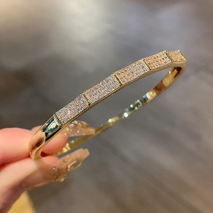 European And American Starry Zircon <b>Bracelet</b> Gold <b>Silver</b> Micro Insert Women's Fashion <b>Cuff</b> Jewelry Anniversary Gift - Product Image 2