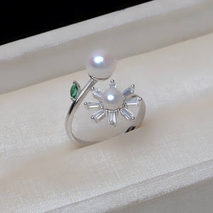 Bague tournesol en argent S925 faite à la main, avec plateau vide pour perles colorées de 6-7 mm, accessoires de bijouterie DIY semi-finis avec perles de 3 mm - Product Image 2