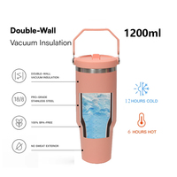 재사용 가능한 40/30oz 스테인레스 스틸 절연 여행 스포츠 텀블러 머그 넓은 입과 이중 벽 진공 자동차 컵 손잡이