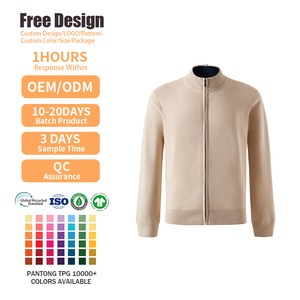 Prendas de punto de manga larga de alta calidad Tallas grandes Varsity Suéteres de moda para hombres Chaqueta Zip Up Suéter Fabricante - Product Image 3