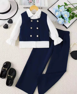 Fabricant de vêtements pour enfants en marque privée, ensemble de vêtements pour bébé fille, chemise à carreaux rouge à manches longues, manteau à col en V - Product Image 5