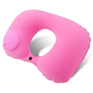 PVC Flocking Inflatable U Shaped Neck Travel Pillow Portable U Shape Neck Pillow For Travel