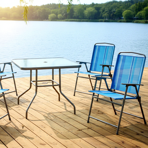 Leisure Modern Metal Portable Outdoor Dining Set With 4 Chairs for Parks Courtyards <b>Balconies</b> & Villas - Product Image 1