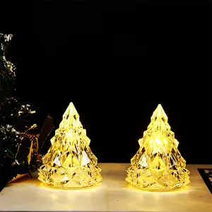 Vintage Christmas Decoration Table Top Decoration Glitter Christmas Tree Shape Ornament Light for Home Decor