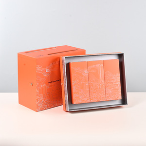 Boîte cadeau orange pour communications optiques, en carton ondulé, avec couvercle à rabat et poignée, pour l'emballage de gâteaux de lune - Product Image 2