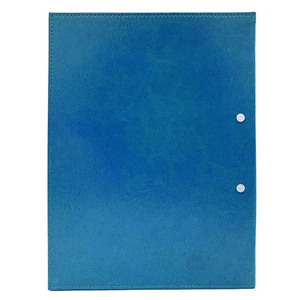 Menu de restaurant en gros, couverture rigide avec vis de fixation, format A4, en cuir bleu - Product Image 3