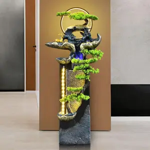 New Chinese-style Hotel Villa Lobby Fortune-enhancing Ornaments Large Water Curtain Wall Flowing Water Fountain Entrance Decor