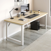 Bureau d'ordinateur moderne et personnalisable, table d'étude en bois avec structure métallique robuste pour bureau à domicile et poste de travail