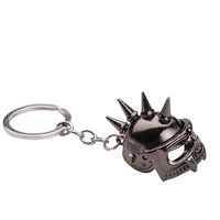 Vente directe usine – Porte-clés pendentif en alliage de zinc, casque de moto mini PUBG, logo personnalisé, certifié CE