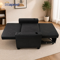 Moderner Verstellbarer Konvertierbarer Sessel 3-in-1 Schlafsofa für Wohnzimmer mit Ausziehfunktion USB Typ-C Ladeanschlüsse Getränkehalter
