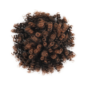Pouf afro croisé pour <span class=keywords><strong>faux</strong></span> <span class=keywords><strong>cheveux</strong></span> africains Pouf pour <span class=keywords><strong>cheveux</strong></span> frisés élastiques Chignons synthétiques pour femmes Coily Short Weave Bulk - Product Image 5