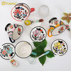 Elegante Tazza da Caffè Contemporanea in New Bone China con Piattino, Manico Spray Colorato, Regalo Aziendale Ecologico per Signore - Product Image 3