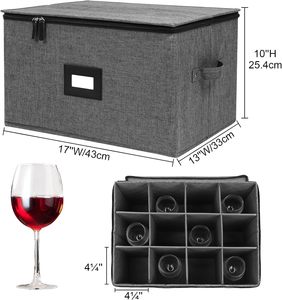 Boîte de rangement pour verre à vin avec séparateurs pour le stockage et le <span class=keywords><strong>transport</strong></span> de la verrerie en cristal, coque dure et empilable - Product Image 4