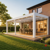 Véranda moderne personnalisée en verre trempé avec éclairage LED sur le bord, pour jardin, patio, cour, maison, villa, OEM ODM