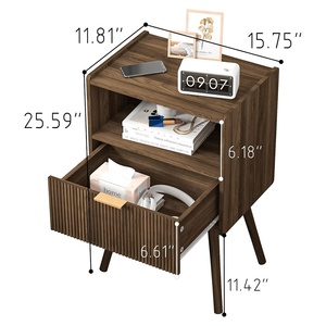 Modern Nightstand Sofa Side <strong>Table</strong> Wooden Walnut Bedroom Night Stand <strong>Bedside</strong> <strong>Table</strong> <strong>with</strong> Storage <strong>Drawer</strong> - Product Image 6