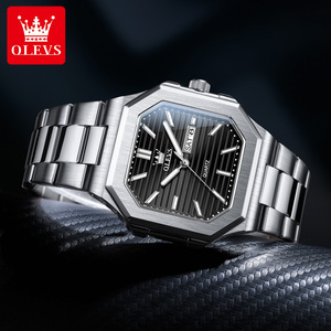 OLEVS 3731 <span class=keywords><strong>Orologio</strong></span> da Polso da <span class=keywords><strong>Uomo</strong></span> <span class=keywords><strong>Elegante</strong></span> e Minimalista con Logo Personalizzato, Quadrante Quadrato, Cinturino in Acciaio Inossidabile, Impermeabile, Display Analogico al Quarzo - Product Image 2