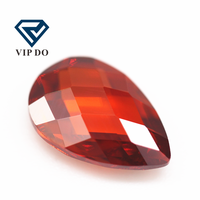 3*5mm-10*14Mm Buah Pir Merah Oranye/Oranye Papan Pemeriksa Ganda Potong Kubik Zirkonia Batu Permata Longgar Kisi Sintetis Potong Bentuk Pir Batu CZ
