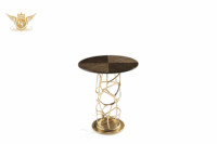 Table basse ronde en métal doré, style luxe léger et contemporain, pour salon et maison