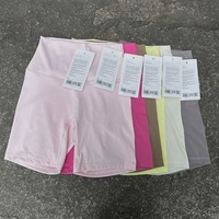 GC Couleur unie Poches intégrées Shorts Taille haute Double face Brossé Yoga Fitness Shorts Haute élastique Serré Abdomen Shaping