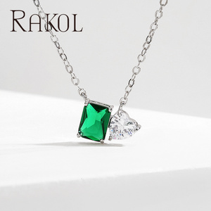 Collar con colgante de corazón de circonita cúbica Rosa Rakol NP5195, joyería de moda chapada en oro - Product Image 6