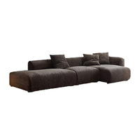 Canapé d'angle convertible en chenille de style vintage avec rembourrage en éponge et revêtement Wabi-Sabi