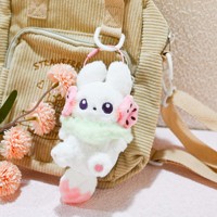 Porte-clés personnalisés en peluche douce, style dessin animé, petit lapin en peluche, porte-clés mignon en forme de lapin pour sac