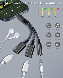 3 in 1 <b>USB</b>-<b>C</b> to 3.5mm Headphone Audio <b>Adapter</b> Cable and Phone Charger <b>Adapter</b> <b>Type</b> <b>C</b> Aux Converter Headphone Jack Dongle Cord - Product Image 2