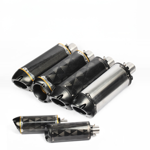 Tubo de Escape de Fibra de Carbono Negro/Plateado para Motocicletas Deportivas Modificadas CBR500/600 ZX6R/10R R6/1 Pequeño Mediano RK8K7 Brothers - Product Image 1