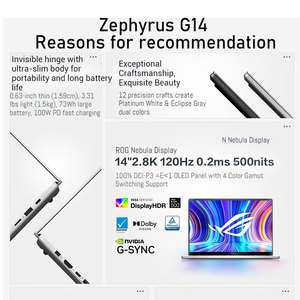 Oferta especial Asus Rog Zephyrus <span class=keywords><strong>G14</strong></span> 14 pulgadas-2,8 K 120Hz Nuevo portátil Win11 Rtx5070 32G 1TB Business Personal Student Laptop - Product Image 5
