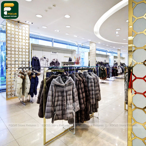 Custom Premium Clothing Store Display Cabinet Garment Rack <b>Wall</b> Panel Cashier Counter <b>Mirror</b> Lighting Fixture - Product Image 4