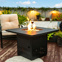 Table de foyer au propane carrée en acier Corten durable, autoportante, 40000 BTU, écologique, pour usage intérieur/extérieur
