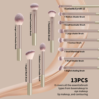 14 pinceaux de maquillage pour le visage en poils synthétiques dorés, avec étui de voyage et houppettes, kit de maquillage complet idéal pour les voyages