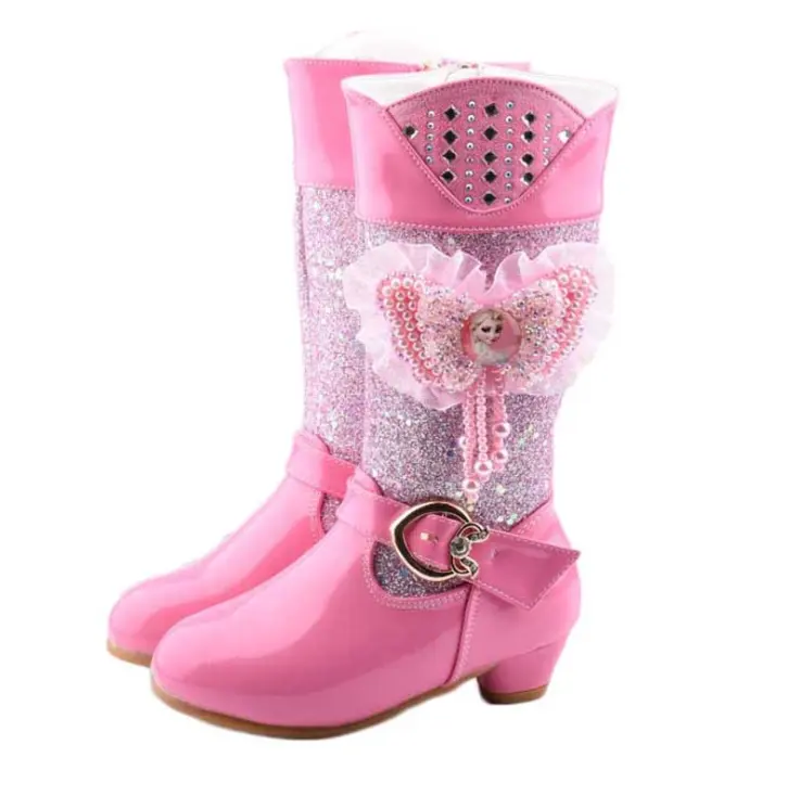 New girls boots high heel princess boots plus velvet snow shoes
