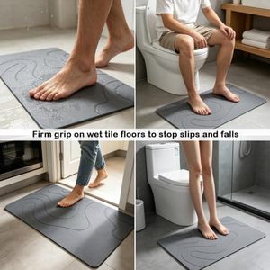 Tapis de séchage rapide en diatomite gris foncé, absorbant l'eau instantanément, écologique, pour salle de bain et comptoir de cuisine - Product Image 5