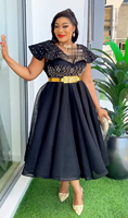 Robe de soirée de luxe pour femme musulmane africaine 2026, blanche, ornée de diamants, avec ceinture dorée, manches courtes, pour l'été K0416
